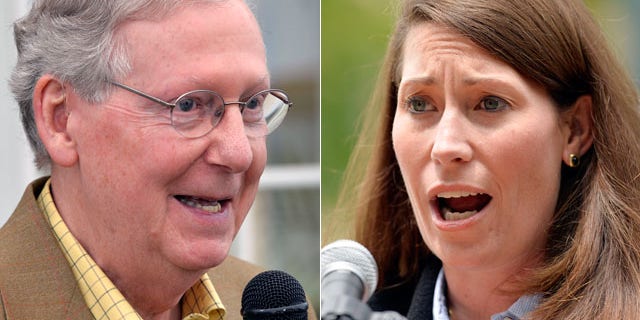 Accusations of misusing stock photos are flying between the campaigns of Senate Republican leader Mitch McConnell and Alison Lundergan Grimes, Kentucky's Democratic secretary of state.