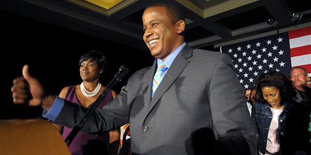 Democratic Senate candidate Kendrick Meek smiles during his victory night celebration in Hollywood, Fla., Aug. 24. (AP Photo)