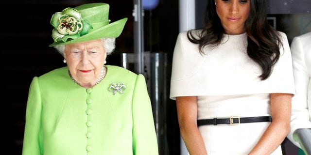 Britain's Queen Elizabeth and Meghan, Duchess of Sussex.