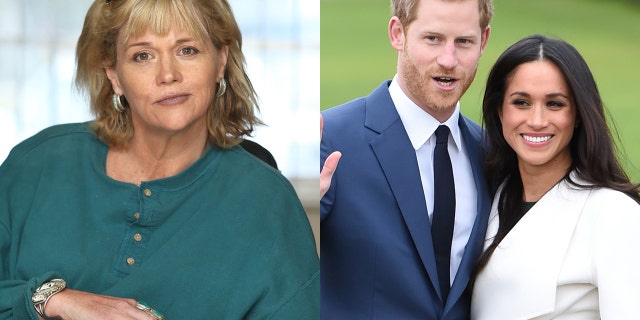 Samantha Grant (left), the half-sister of Duchess Meghan Markle, who stands aside husband Prince Harry (right).