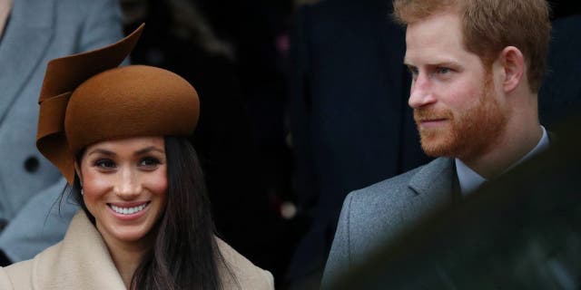 Britain's Prince Harry and his fiancee Meghan Markle leave St Mary Magdalene's church after the Royal Family's Christmas Day service on the Sandringham estate in eastern England, Britain, December 25, 2017. REUTERS/Hannah McKay - RC18CBCBC800