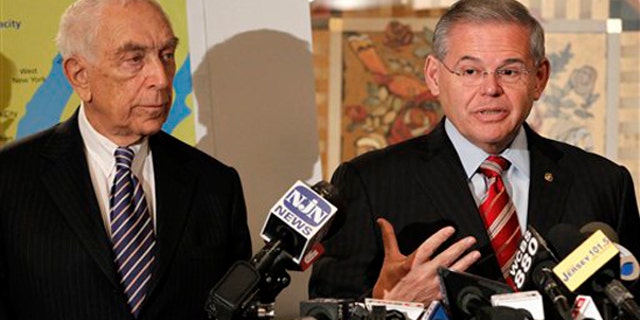 New Jersey Sens. Robert Menendez, right, and Sen. Frank R. Lautenberg.