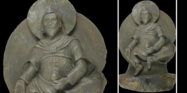 A Buddha statue dating back to the 8th to 10th centuries is carved from a rare iron meteorite.