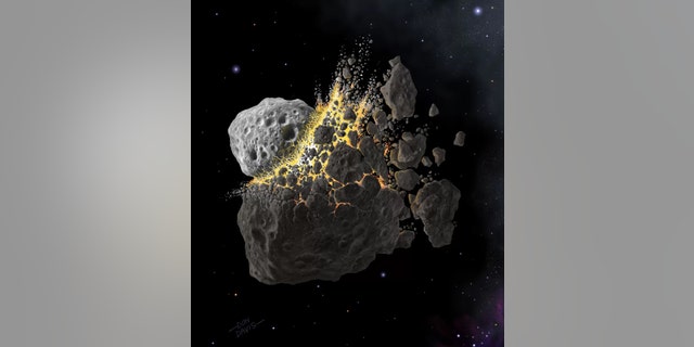 The breakup of around five large bodies from the early solar system could have contributed most of the asteroids in the inner asteroid belt — the ones most likely to fall to Earth. Credit: Don Davis