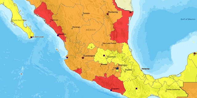 The government categorized Guerrero as Level 4 (red), meaning people are warned to not visit. This is the same level of classification used for Syria, Iraq, Iran and Afghanistan, among others.