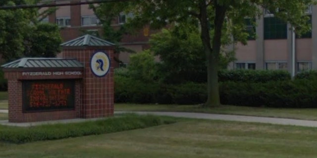 Outside Fitzgerald High School in Warren, Mich.