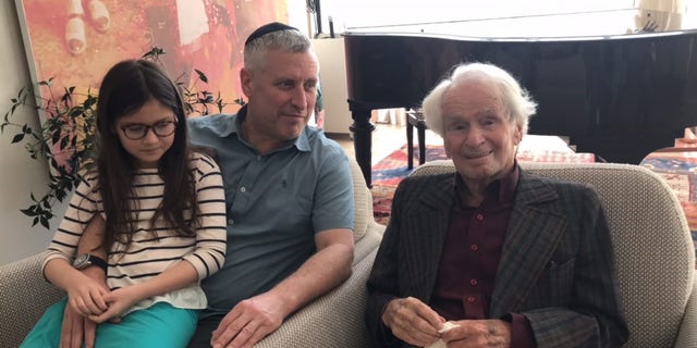 Michael Levin with his daughter Aliya and his great-uncle Jacques Graubart last week in Israel.