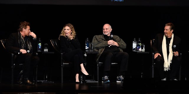 Michelle Pfeiffer was reunited with, from left, “Scarface” co-star Steven Bauer, director Brian De Palma, and co-star Al Pacino.