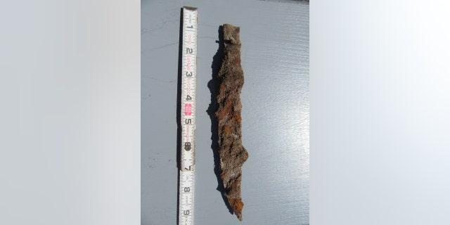 The knife discovered at at Colonial Michilimackinac in June 2018 (Mackinac State Historic Parks)