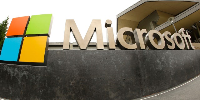 This July 3, 2014, file photo, shows the Microsoft Corp. logo outside the Microsoft Visitor Center in Redmond, Wash. (AP PhotoTed S. Warren)