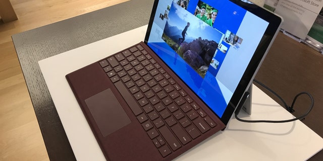 An image taken of the new Microsoft Surface Pro with keyboard at a Los Angeles Microsoft store.