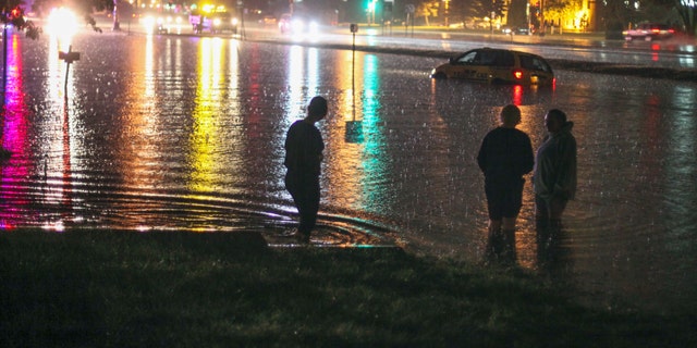 Record-setting rainfall caused flooding in Minneapolis.