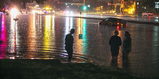 Record-setting rainfall caused flooding in Minneapolis.