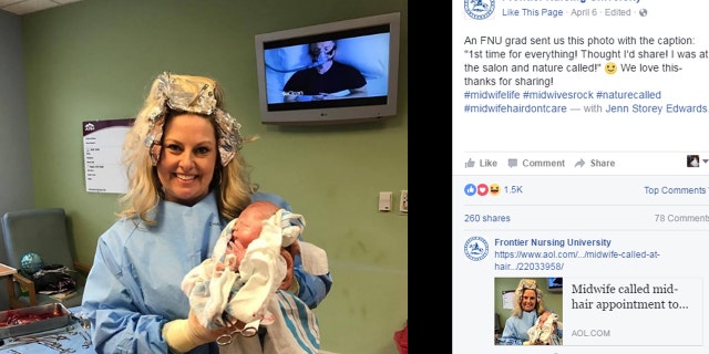 Midwife Carrie Hall was in the middle of getting her hair dyed when a patient went into labor.
