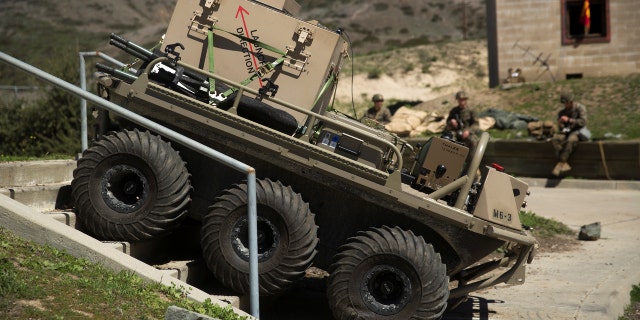 A Multi-Utility Tactical Transport (MUTT) is tested during the Urban Advanced Naval Technologies Exercise 18 (ANTX18) at Camp Pendleton, California, March 19, 2018.