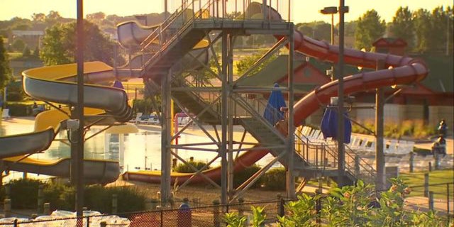 The 8-year-old boy was thrown off a water slide platform on Tuesday, police said.
