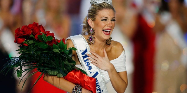 Jan. 12, 2013: Miss New York Mallory Hytes Hagan reacts as she is crowned Miss America 2013 in Las Vegas.