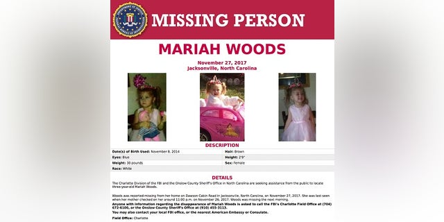 Mariah Woods has been missing since Sunday evening.