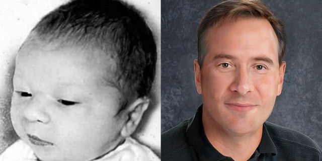 An age-progression image, right, shows what Paul Fronczak, who was abducted from a Chicago hospital in 1964, left, might look like today.