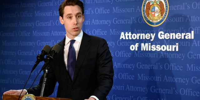 Missouri Attorney General Josh Hawley addresses reporters in Jefferson City Tuesday.