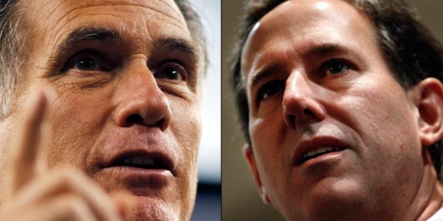 Shown here are Mitt Romney, left, and Rick Santorum.