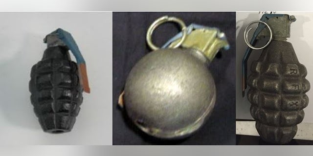 Three inert grenades found by TSA officials in July.