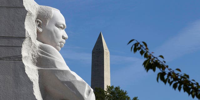 The Martin Luther King, Jr. Memorial and the Washington Monument are seen in Washington, DC