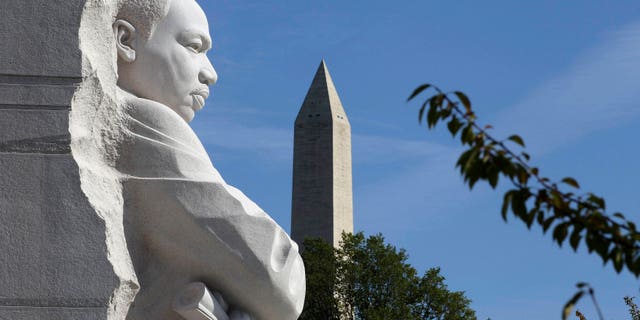 The Martin Luther King, Jr. Memorial and the Washington Monument are seen in Washington, DC