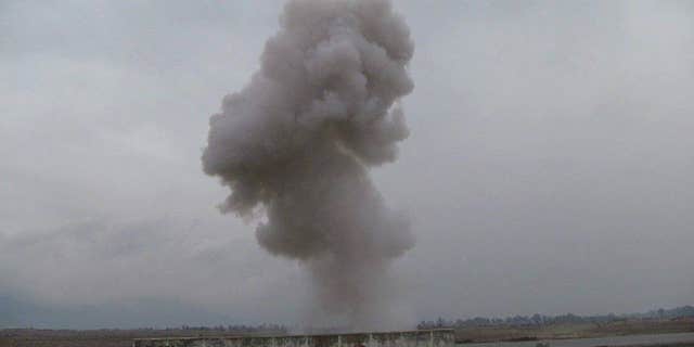 Smoke after the MOAB was dropped in Achin, Nangarhar province, Afghanistan.