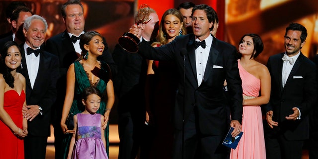 Steven Levitan, Executive Producer, accepts the award for Outstanding Comedy Series for "Modern Family" at the 65th Primetime Emmy Awards in Los Angeles September 22, 2013.
