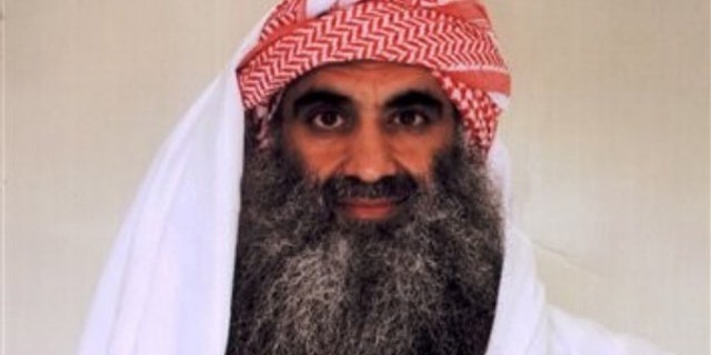 Photo purporting to show Khalid Sheik Mohammed in detention at Guantanamo Bay, Cuba. (AP)