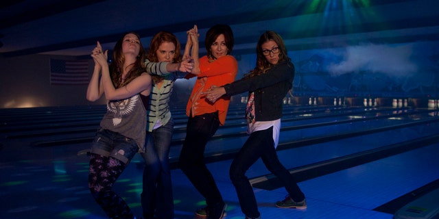 Abbie Cobb, Sarah Drew, Patricia Heaton, and Andrea Logan White in a scene from the family comedy, "Mom's Night Out."