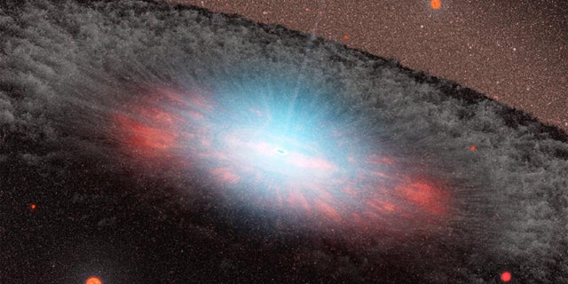 An artist's rendition of a mammoth black hole.