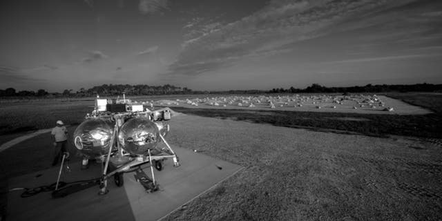 NASA's Morpheus lander prototype and the new hazard field at Kennedy Space Center in Florida are seen in this view. Image released August 2, 2012.