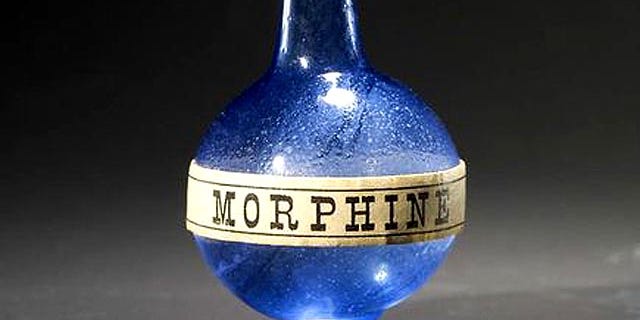 A laboratory morphine vial from the 1880s.