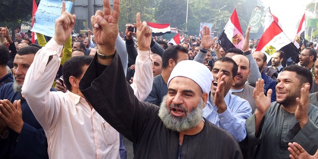 Supporters of Egyptian President Mohammed Morsi march in Cairo, Egypt.