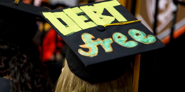 This 2014 photo provided by The University of Texas at Dallas shows, a cap worn by a student at her graduation.