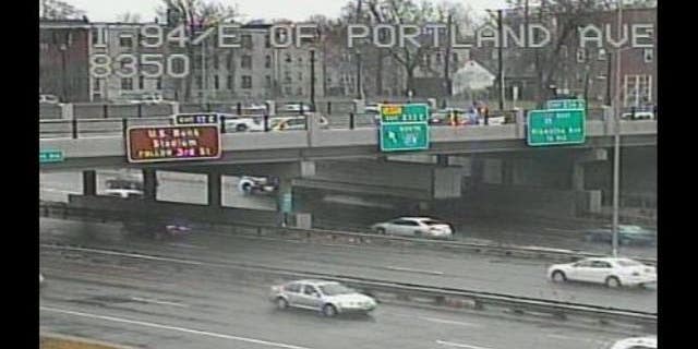 The overpass where the suspect was caught.