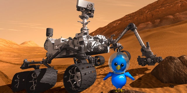 This artist concept features NASA's Mars Science Laboratory Curiosity rover along with an illustrated astronaut bird.
