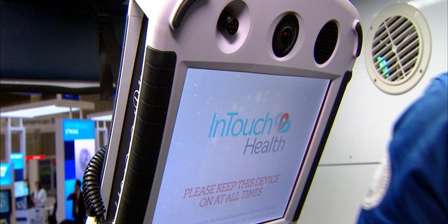 The stroke unit on wheels is staffed with a neurologist, nurse, CT technician and a paramedic. Doctors can video conference in and look at the patient using a high-resolution, 270-degree camera. Here is a video conferencing unit that doctors use.