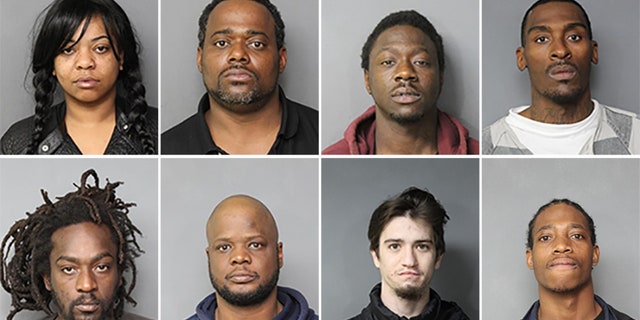 (Top, left to right) Ursula Farris, 34; William Satterfield, 35; Maurice Boykins, 31; Rodney Taylor, 36. (Bottom, left to right) Robert Williams; 31, Nathan Talbert, 39; William Koob, 20; Jared Bryant, 26.