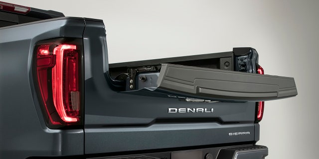 The MultiPro tailgate, seen here on the Sierra Denali, can be opened in a variety of ways.