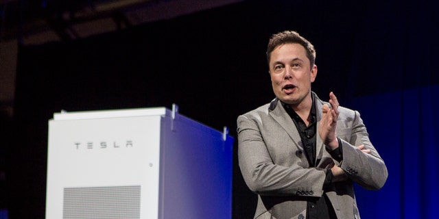 File photo - Elon Musk, CEO of Tesla Motors Inc., unveils the company's Powerpack in Hawthorne, Calif., Thursday, April. 30, 2015. (AP Photo/Ringo H.W. Chiu)