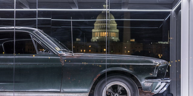 The "Bullitt" 1968 Ford Mustang GT was displayed on the National Mall.