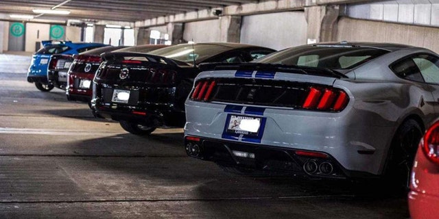 All of the ponies park in their own corral.