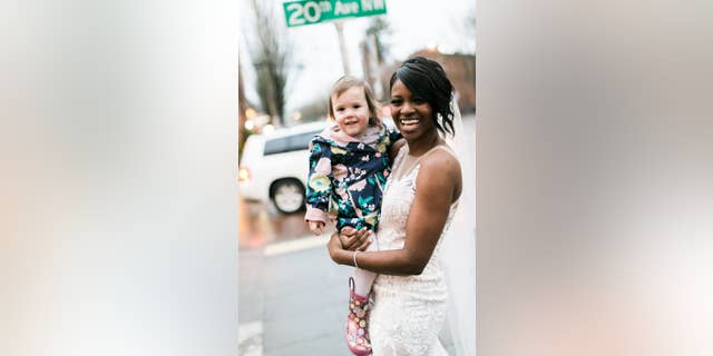 The girl spotted Shandace Lerma in a wedding dress and mistaken her for the princess on the cover. (Stephanie Cristalli Photography)