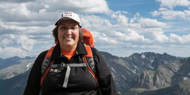 Nancy Dziedzic on the Moving Mountains for Multiple Myeloma Kilimanjaro team's Mount Bierstadt practice hike in July 2016.