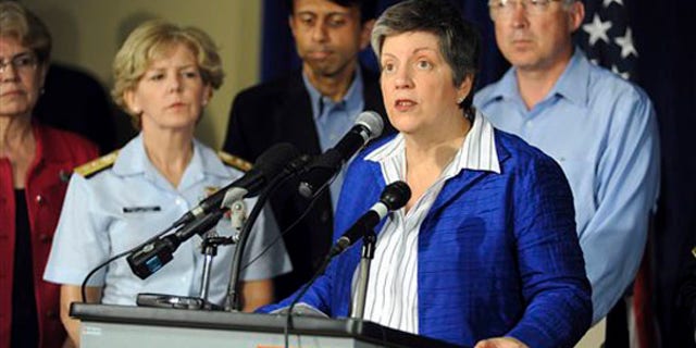 Homeland Security Secretary Janet Napolitano addresses a news conference on April 30 at the command center in Robert, La. (AP Photo)