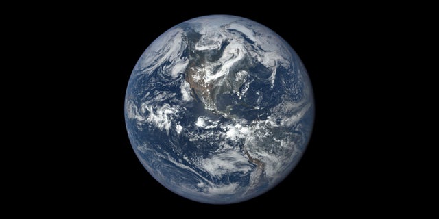FILE -- This image shows Earth as seen by NASA's Earth Polychromatic Imaging Camera (EPIC), aboard NOAA's Deep Space Climate Observatory (DSCOVR) spacecraft. (NASA)