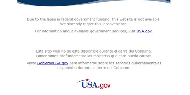 The websites for several major government agencies has been replaced with this simple disclaimer, which has some critics scratching their heads.